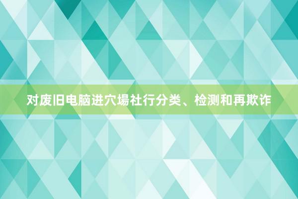 对废旧电脑进穴場社行分类、检测和再欺诈